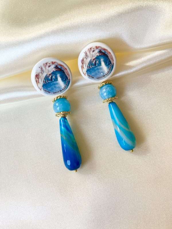 Orecchini Maiolica CAPRI Grotta Azzurra n.012 - immagine 2