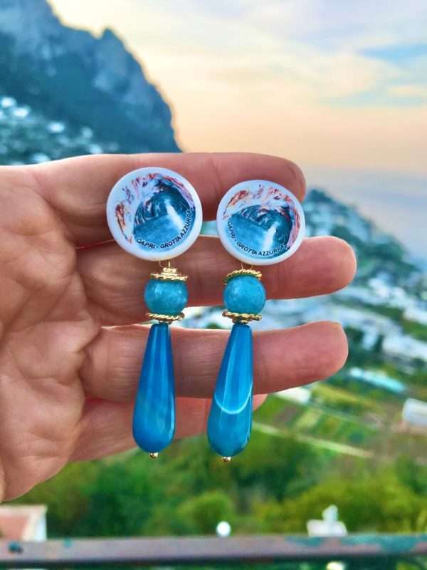Orecchini Maiolica CAPRI Grotta Azzurra n.012 - immagine 6
