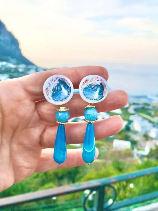 Orecchini Maiolica CAPRI Grotta Azzurra n.012 - immagine 7