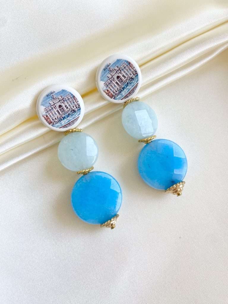 Orecchini Maiolica ROMA Fontana Di Trevi n.030 — vista 2