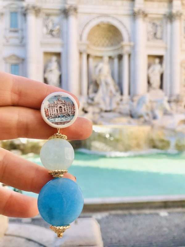 Orecchini Maiolica ROMA Fontana Di Trevi n.030 - immagine 7